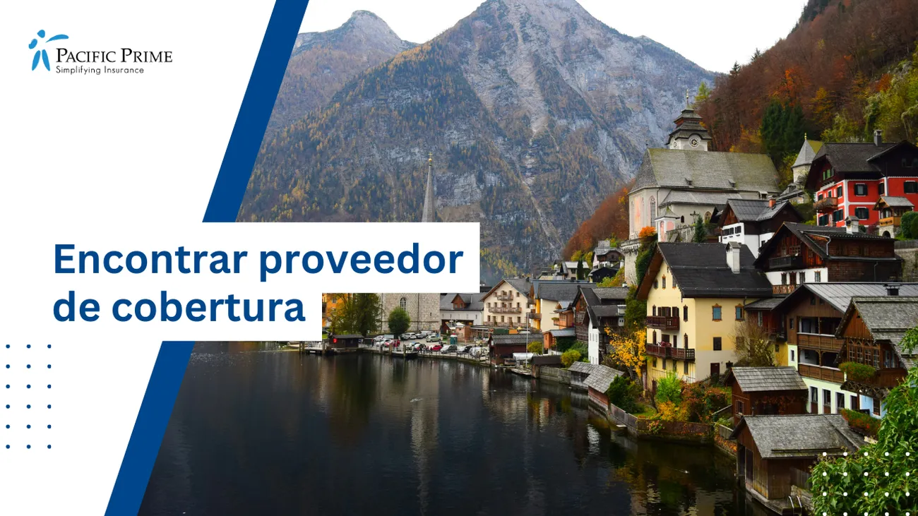 Image of Hallstatt, Austria In Autumn Scenery with text overlay of "Encontrar proveedor de cobertura"